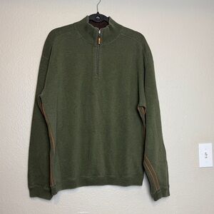 Tommy Bahama Forest Green Zip-Up Sweater Size XL